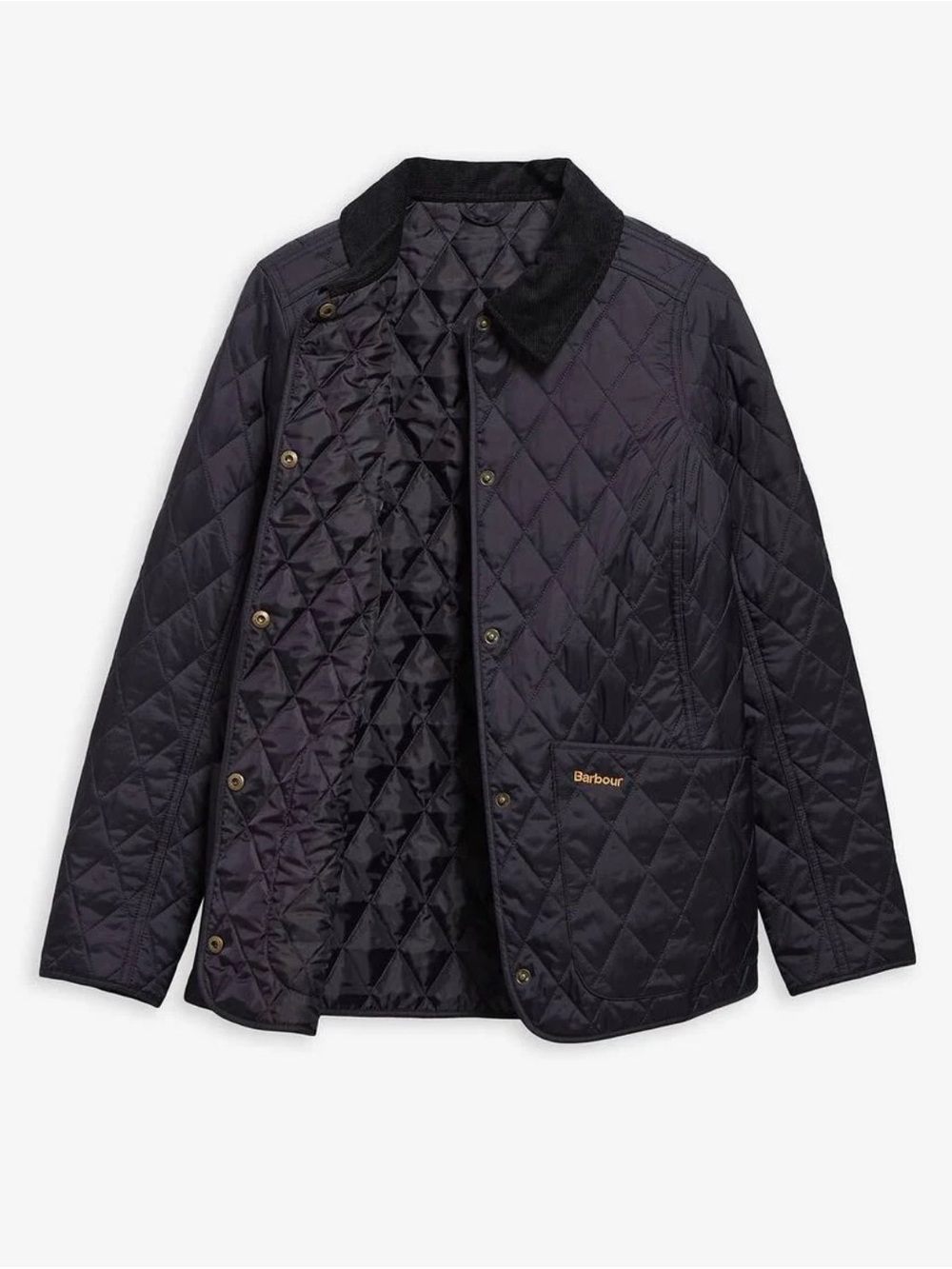 Barbour women’s Quilted Navy Jacket with Black Corduroy Collar
